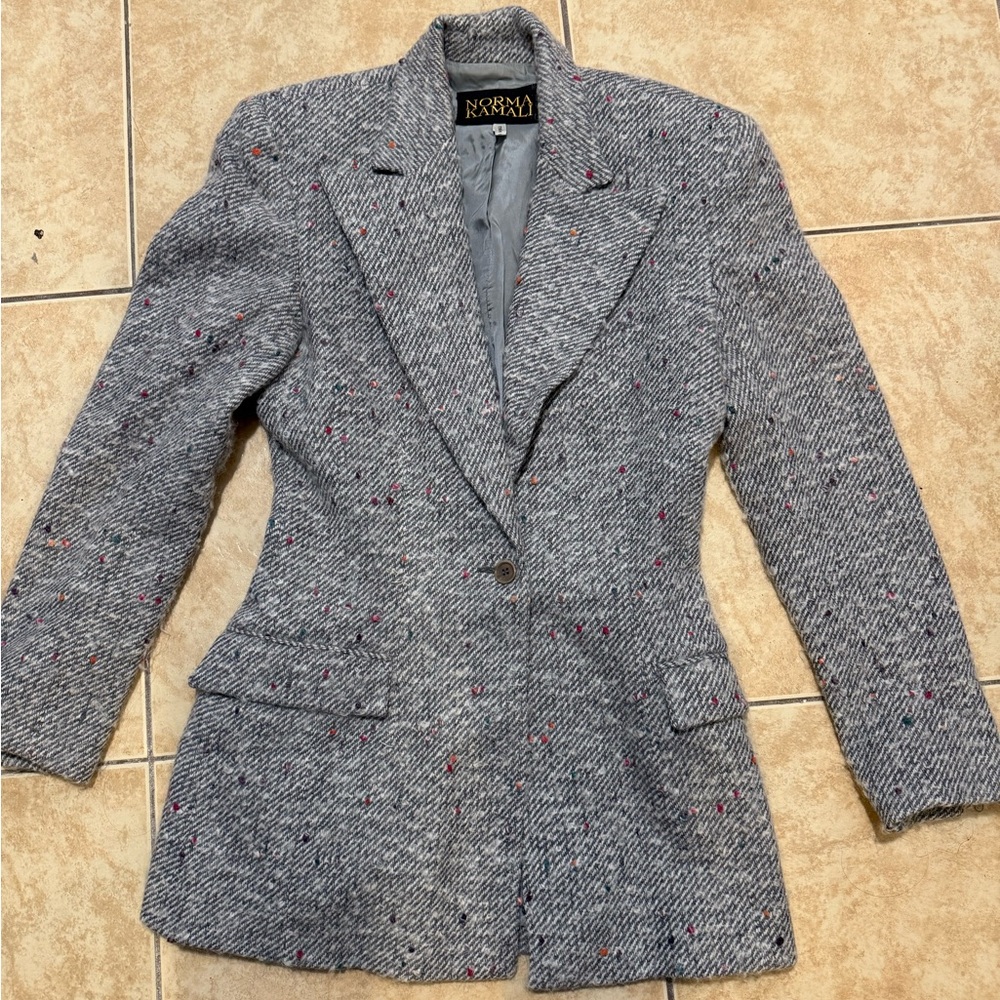 Norma Kamali Speckled Gray Blazer